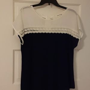 Lovely White and Navy Blue Bouse